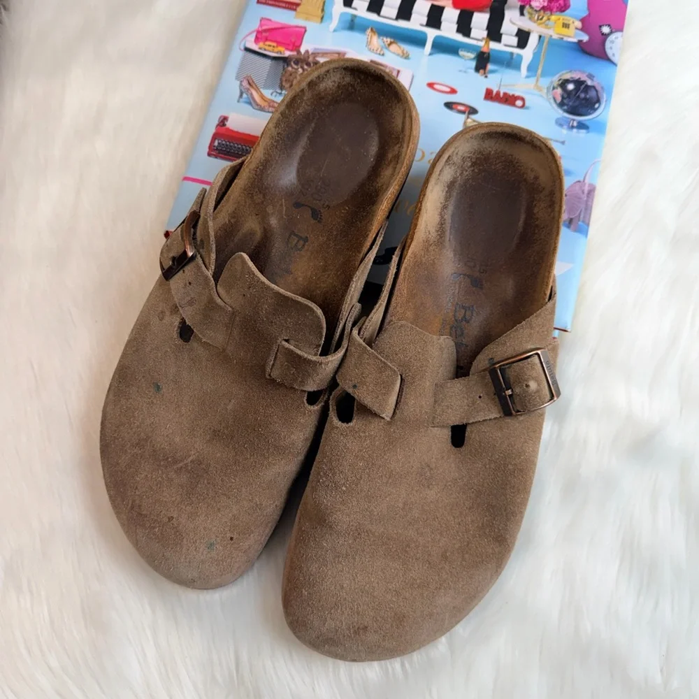 Birkenstock Tan Suede Men's Buckle Sandals